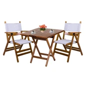 Bahçeci Atina PVCli Ahşap Bahçe Balkon Seti: 60x60 Masa + 2 Sandalye Katlanır Takım thumbnail 2