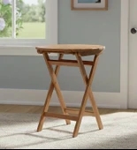 Bahçeme Marmaris Katlanır Ahşap Bahçe Balkon Seti: 60Lık Masa + 2 Gri Pvcli Sandalye thumbnail 5