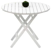 Bahçeme Avşa Katlanır Ahşap Bahçe Balkon Takımı Beyaz: 90lık Masa + 4 Sandalye thumbnail 3