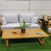 Bahçeme Sarıyer (LEO) Ahşap Oturma Grubu Minderli - Masif Kestane 5 Kişilik Koltuk Takımı thumbnail 4