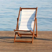 Bahçeci Babil Kolçaksız Ahşap Şezlong - Kademeli Plaj Havuz Bahçe Şezlong thumbnail 3