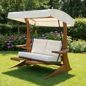 Bahçeme Maçka Ahşap Salıncak - 4 Kişilik Bahçe Salıncağı - Masif Gürgen thumbnail 2