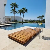 Bahçeme Tibet Ahşap Şezlong - 30cm Minder & Masif Kayın & 5 Kademeli Sırt Dayama thumbnail 3