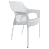 Papatya Bambo Koltuk - Boyalı Alüminyum Ayak & Kahve Rattan Desen thumbnail 1