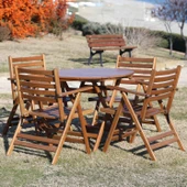 Bahçeme Antalya Katlanır Ahşap Bahçe Balkon Takımı: 70lik Masa + 3 Sandalye thumbnail 4