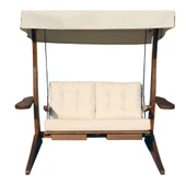 Bahçeme Maçka Ahşap Salıncak - 3 Kişilik Bahçe Salıncağı - Masif Gürgen thumbnail 4