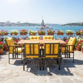 Bahçeme Çamlıca Alüminyum Yemek Takımı - 6 Kişilik Bahçe Teras Mutfak Kanepe Takımı thumbnail 7