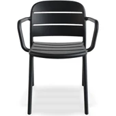 Papatya Beykoz Koltuk Antrasit 2li Paket - Plastik Bahçe Balkon Mutfak Sandalyesi thumbnail 3