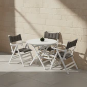 Bahçeme Marmaris Minderli Ahşap Bahçe Seti Beyaz: 90lık Masa + 3 Sandalye Katlanır Takım thumbnail 1