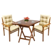 Bahçeme Manavgat Ahşap Bahçe Balkon Seti: 80X80 Masa + 2  Minderli Sandalye thumbnail 1