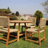 Bahçeme Taksim M2 Kestane Bahçe Takımı: 4 Sandalye + Kapadokya 120 cm Yuvarlak Masa thumbnail 3