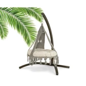 Mobeva Bade Klasik Ladin Ahşap Örgülü Salıncak - Bahçe, Balkon ve Teraslarda -Krem thumbnail 5