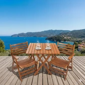 Bahçeme London Ahşap Bahçe Balkon Takımı: 60x60 Masa + 2 Sandalye Katlanır Set thumbnail 1