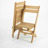 Mobeva Flat Kayın Ahşap Sandalye - Katlanır Bahçe Balkon Sandalyesi thumbnail 1