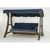 Mobeva Akasya 4lü Ladin Ahşap Salıncak Dış Mekan Bahçe, Teras Salıncağı -Lacivert thumbnail 4