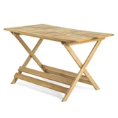 Mobeva Flat Ahşap Bahçe Takımı: 70x120 Masa + 4 Sandalye + 2 Tabure Katlanır Set thumbnail 3