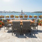 Bahçeme Çamlıca Alüminyum Yemek Takımı - 6 Kişilik Bahçe Teras Mutfak Kanepe Takımı thumbnail 10