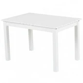 Bahçeme Kaş 80x140 Sabit Ayaklı Ahşap Masa - Beyaz Renk Teras Balkon Bahçe Masası thumbnail 1