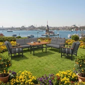 Bahçeme Çamlıca Alüminyum Bahçe Oturma Grubu - 7 Kişilik Bahçe, Balkon Koltuk Takımı thumbnail 2