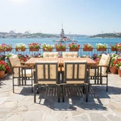 Bahçeme Çamlıca Alüminyum Yemek Takımı - 6 Kişilik Bahçe Teras Mutfak Kanepe Takımı thumbnail 9