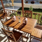 Bahçeme Çeşme LX Ahşap Bahçe Balkon Seti: 80X140 Katlanır Masa + 4 Sandalye thumbnail 5