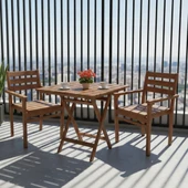 Bahçeme Manavgat Ahşap Bahçe Balkon Seti: 60x60 Masa + 2 Sandalye thumbnail 2