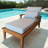 Bahçeme İstanbul Ahşap Şezlong - Masif Kayından Plaj Havuz Bahçe Şezlongu thumbnail 2