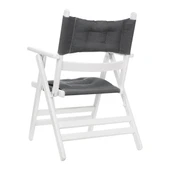 Bahçeme Marmaris Katlanır Sandalye - Masif Gürgen Beyaz Ahşap & Antrasit Minder thumbnail 9