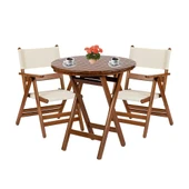 Bahçeme Marmaris PVCli Ahşap Bahçe Balkon Seti: 90lık Masa + 2 Sandalye Katlanır Takım thumbnail 7