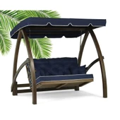 Mobeva Elegance İkili Ladin Ahşap Salıncak Dış Mekan Bahçe, Teras Salıncağı -Lacivert thumbnail 2