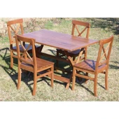 Bahçeme Çeşme LX Ahşap Bahçe Balkon Seti: 80X140 Katlanır Masa + 4 Sandalye thumbnail 7