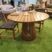 Bahçeme Taksim M1 Kestane Bahçe Takımı: 4 Sandalye + Lara 120 cm Yuvarlak Masa thumbnail 5