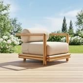 Bahçeme Tibet Bahçe Koltuk Üçlü - Masif Kayın İç Ve Dış Mekan Koltuğu (Minderli) thumbnail 5