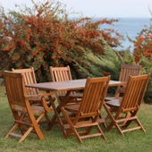 Bahçeme Avşa Bodrum Ahşap Bahçe Balkon Takımı: 90x160 Masa + 8 Sandalye Katlanır Set thumbnail 1