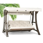 Mobeva Akasya 4lü Ladin Ahşap Salıncak Dış Mekan Bahçe, Teras Salıncağı -Krem thumbnail 1
