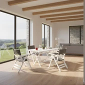 Bahçeme Marmaris Minderli Ahşap Bahçe Takımı Beyaz: 80X120 Masa + 4 Sandalye Katlanır Set thumbnail 2