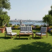 Bahçeme Gümbet Bahçe Oturma Grubu 4 Kişilik - Ahşap Koltuk ve Sehpa Takımı thumbnail 2