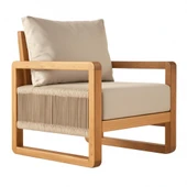 Bahçeme Oslo Bahçe Koltuk Tekli - Kestane İç Ve Dış Mekan Koltuğu (Minderli) thumbnail 5