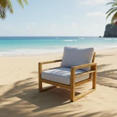 Bahçeme Nişantaşı (Mykanos) Bahçe Koltuk Tekli - Kestane İç Ve Dış Mekan Koltuğu (Minderli) thumbnail 4