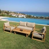 Bahçeme Sarıyer (LEO) Bahçe Koltuk Üçlü - Kestane İç Ve Dış Mekan Koltuğu (Minderli) thumbnail 3