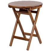 Bahçeme Datça 90lık Katlanır Ahşap Masa - Yuvarlak Bahçe Balkon Mutfak Masası thumbnail 7