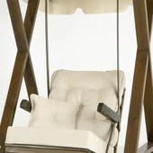 Mobeva Meda Tekli Ladin Ahşap Salıncak Dış Mekan Bahçe, Teras Salıncağı -Krem thumbnail 7
