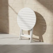 Bahçeme Marmaris Minderli Ahşap Bahçe Seti Beyaz: 70Lik Masa + 3 Sandalye Katlanır Takım thumbnail 3