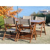 Bahçeme Marmaris LX PVCli Ahşap Bahçe Balkon Seti: 80x140 Masa + 4 Sandalye Katlanır Takım thumbnail 1