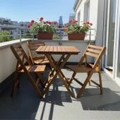 Bahçeme Albatros Ada Ahşap Bahçe Balkon Seti: 60x60 Masa + 2 Sandalye Katlanır Takım thumbnail 2