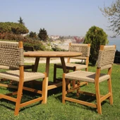 Bahçeme Taksim M2 Kestane Bahçe Takımı: 4 Sandalye + Kapadokya 120 cm Yuvarlak Masa thumbnail 4