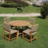 Bahçeme Taksim M2 Kestane Bahçe Takımı: 4 Sandalye + Kapadokya 120 cm Yuvarlak Masa thumbnail 1