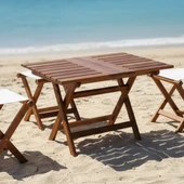 Bahçeme Kaş Bahçe Balkon Sehpası 50x70 - Katlanır Ahşap Portatif Sehpa thumbnail 1