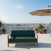 Bahçeme Üsküdar (Malaga) Bahçe Koltuk Üçlü - Kestane İç Ve Dış Mekan Koltuğu (Minderli) thumbnail 1