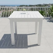 Bahçeme Kaş 80X80 Sabit Ayaklı Ahşap Masa - Beyaz Renk Teras Balkon Bahçe Masası thumbnail 4